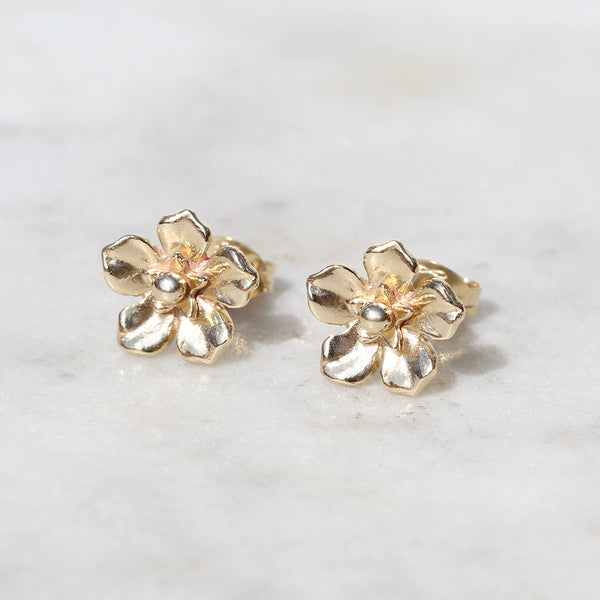 forget me not flower earrings gold