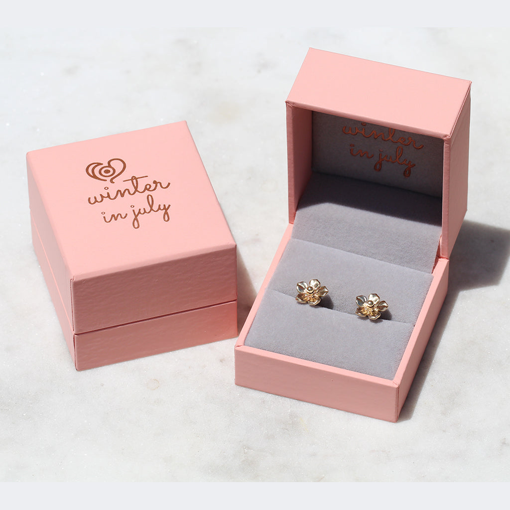 forget me not flower earrings gold