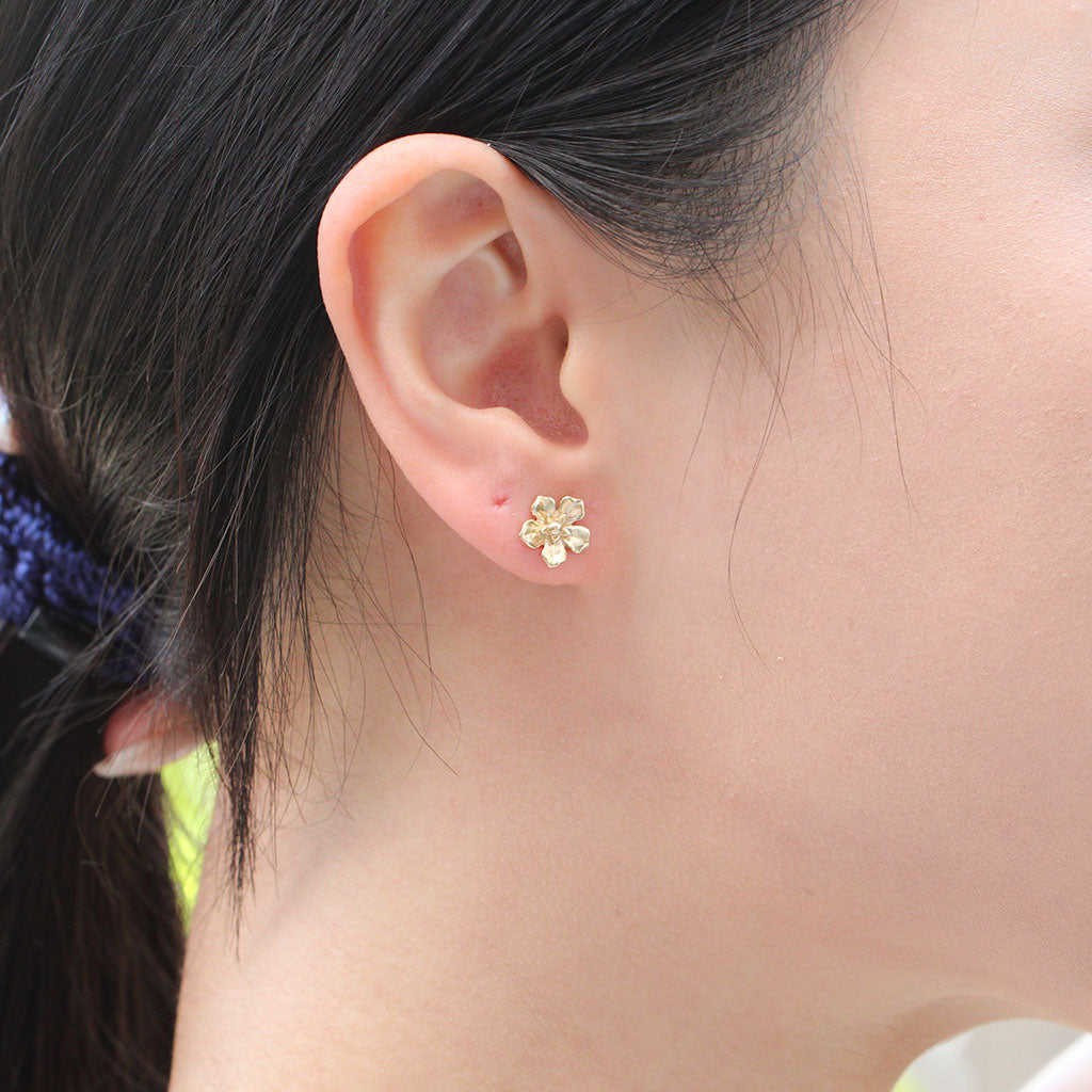 Forget me not flower earrings in gold