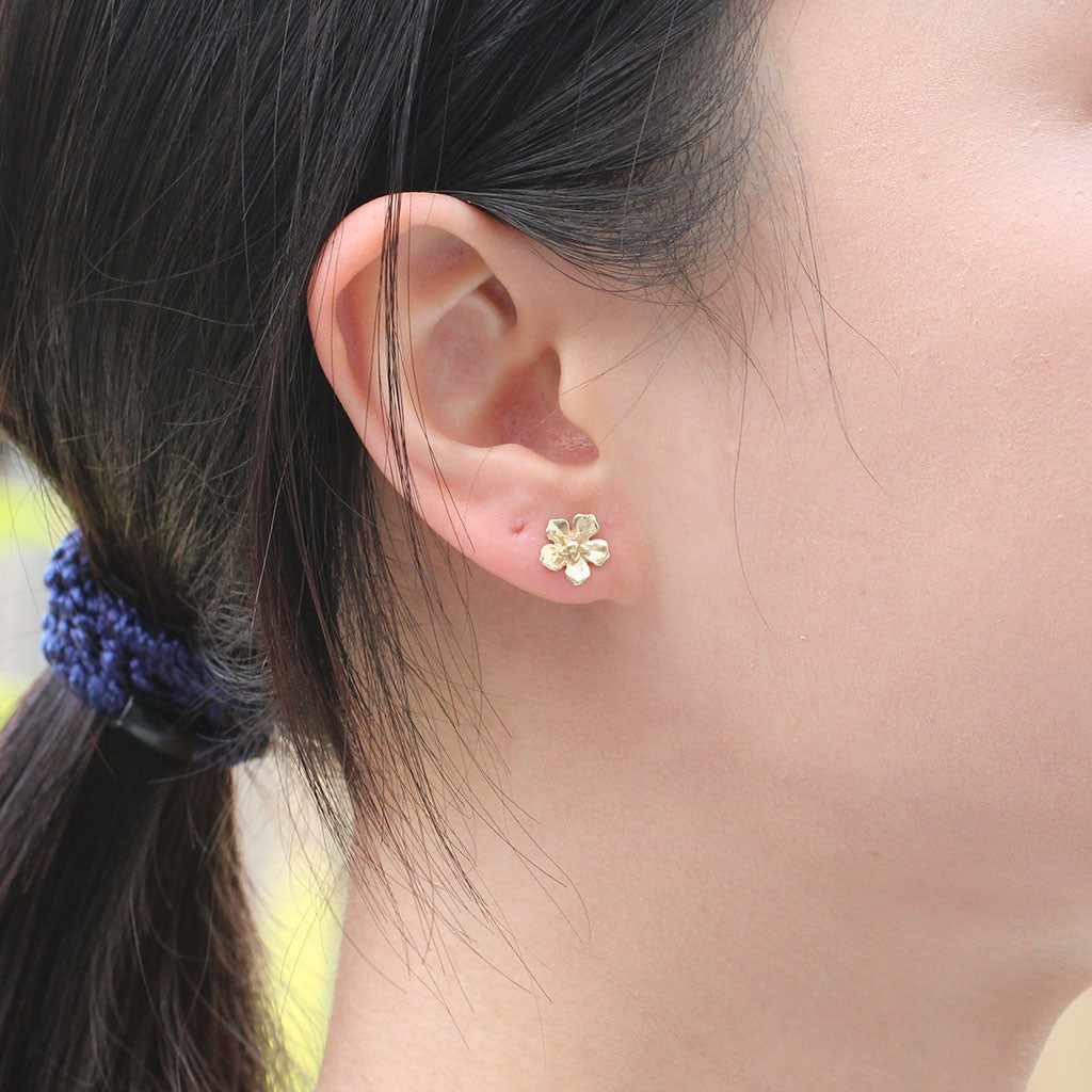 Gold forget me not flower earrings