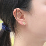 Gold forget me not flower earrings