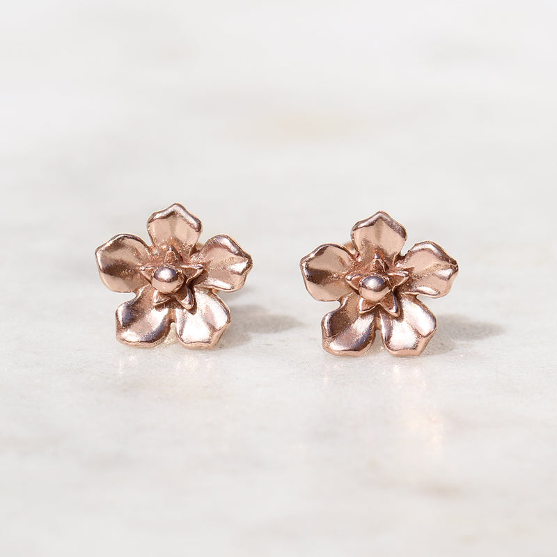 forget me not flower earrings rose gold