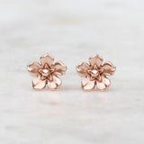 Rose gold forget me not flower earrings