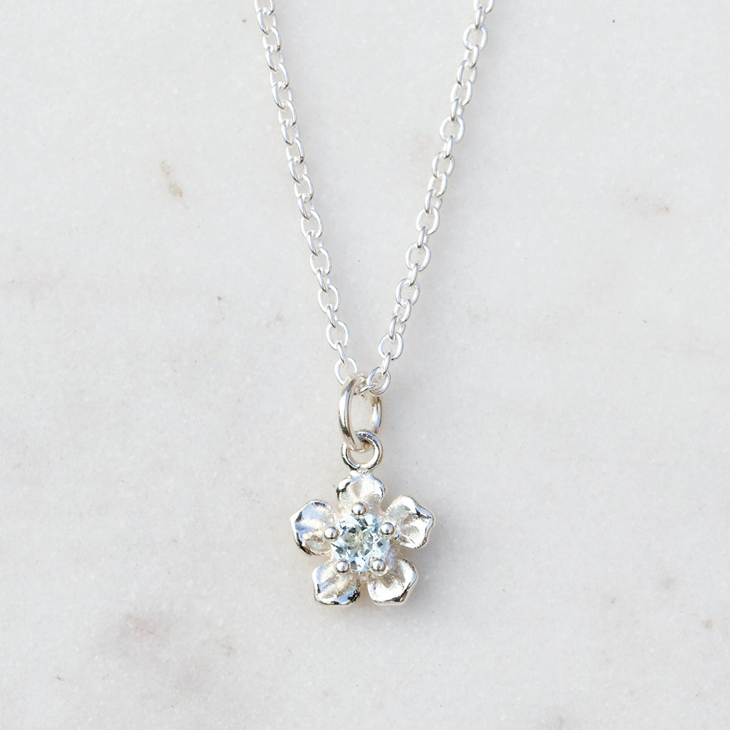 Forget Me Not Necklace/ Aquamarine