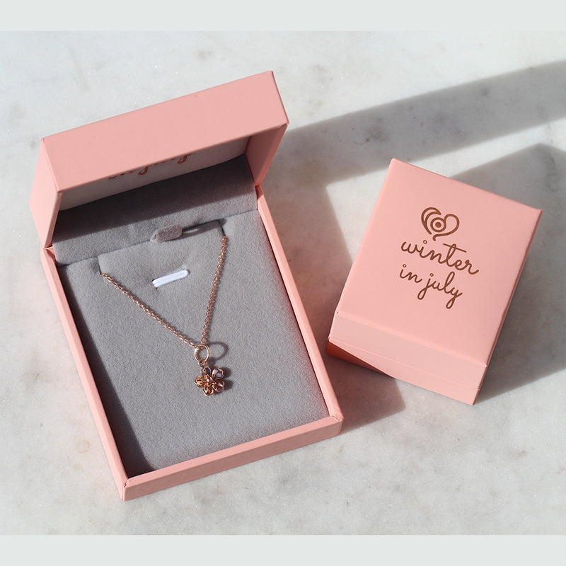 forget me not necklace rose gold