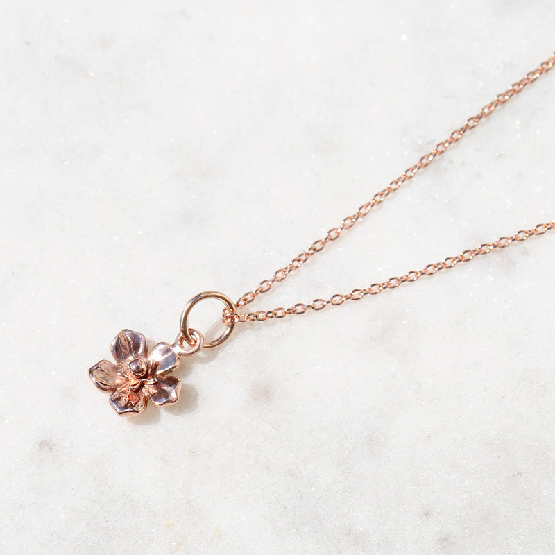 forget me not flower necklace rose gold