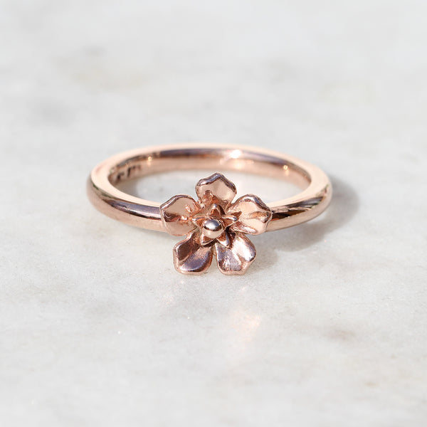 forget me not flower ring rose gold