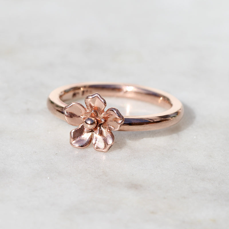 forget me not flower ring rose gold