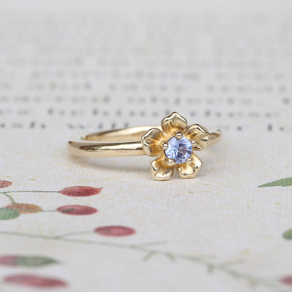 forget me not sapphire engagement ring