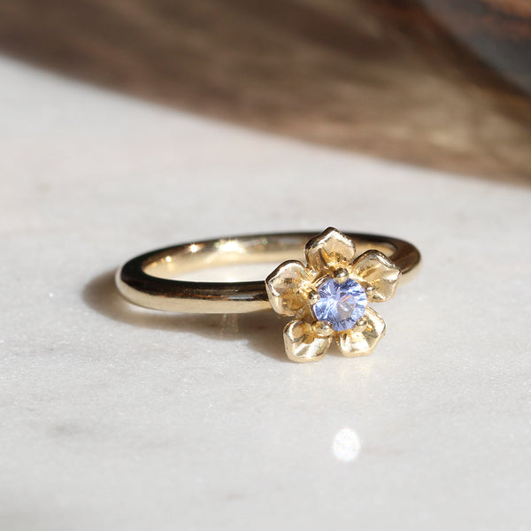 forget me not flower sapphire engagement ring