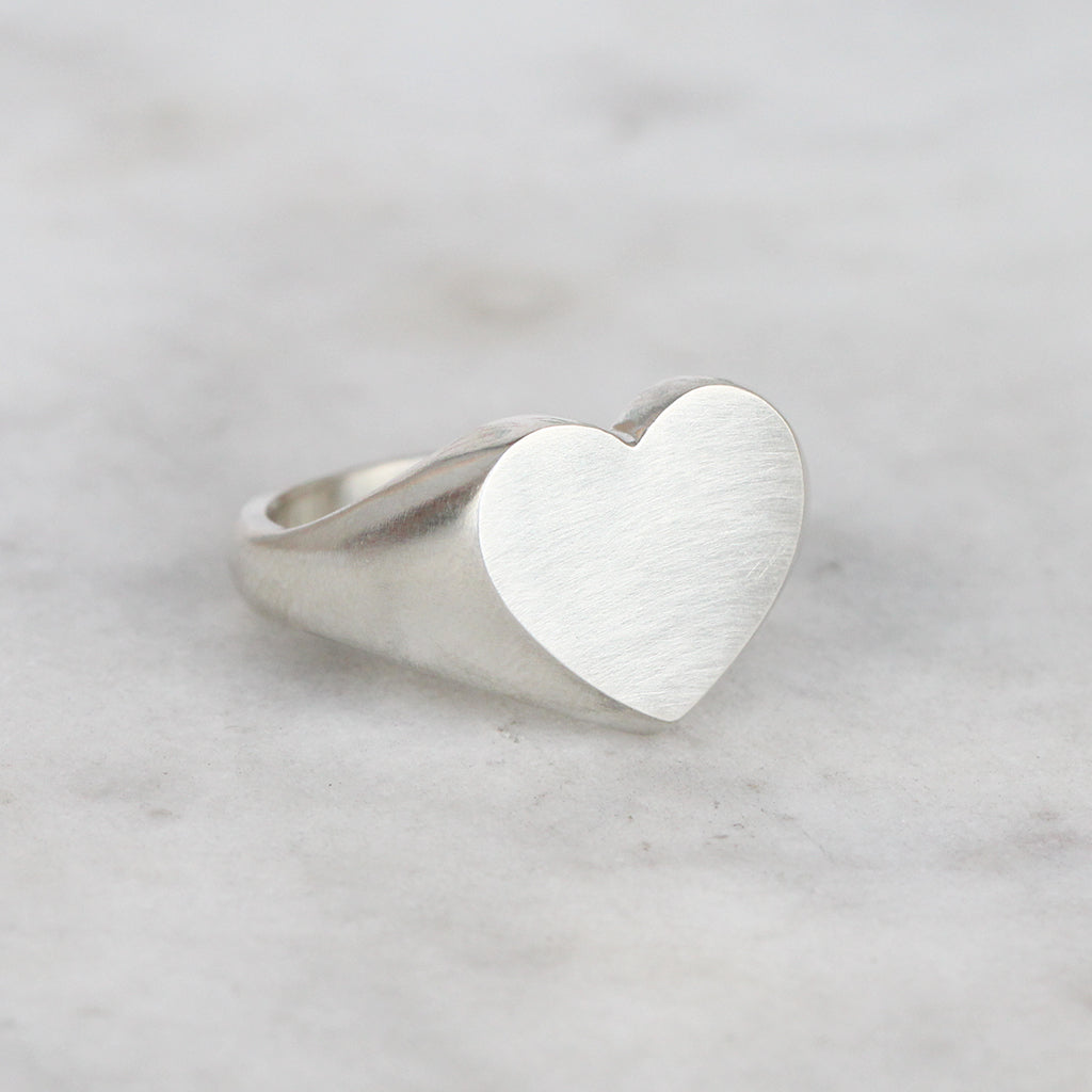 heart signet ring sterling silver