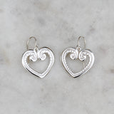 Koru heart earrings in sterling silver