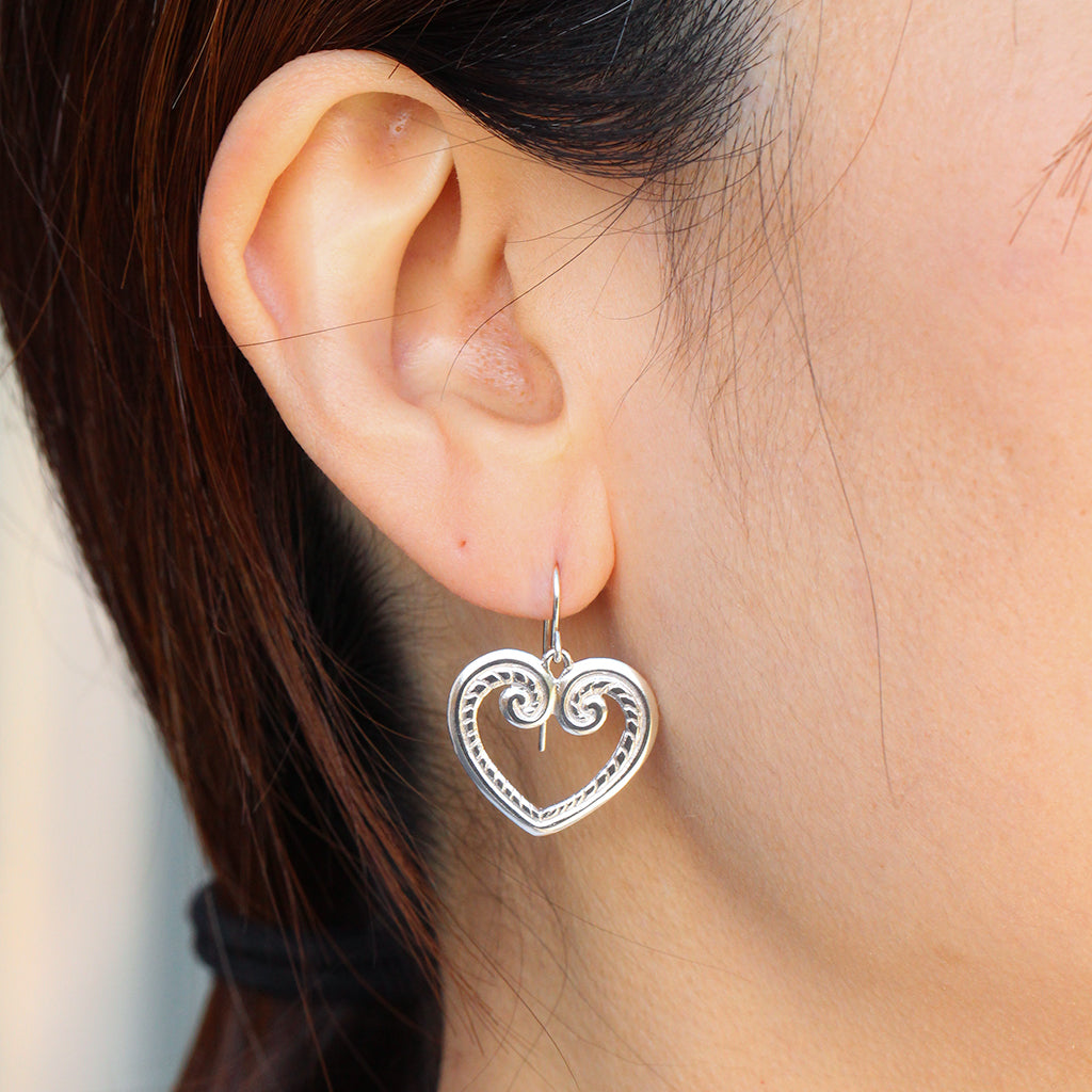 koru heart earrings sterling silver