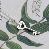 Koru heart key necklace in sterling silver