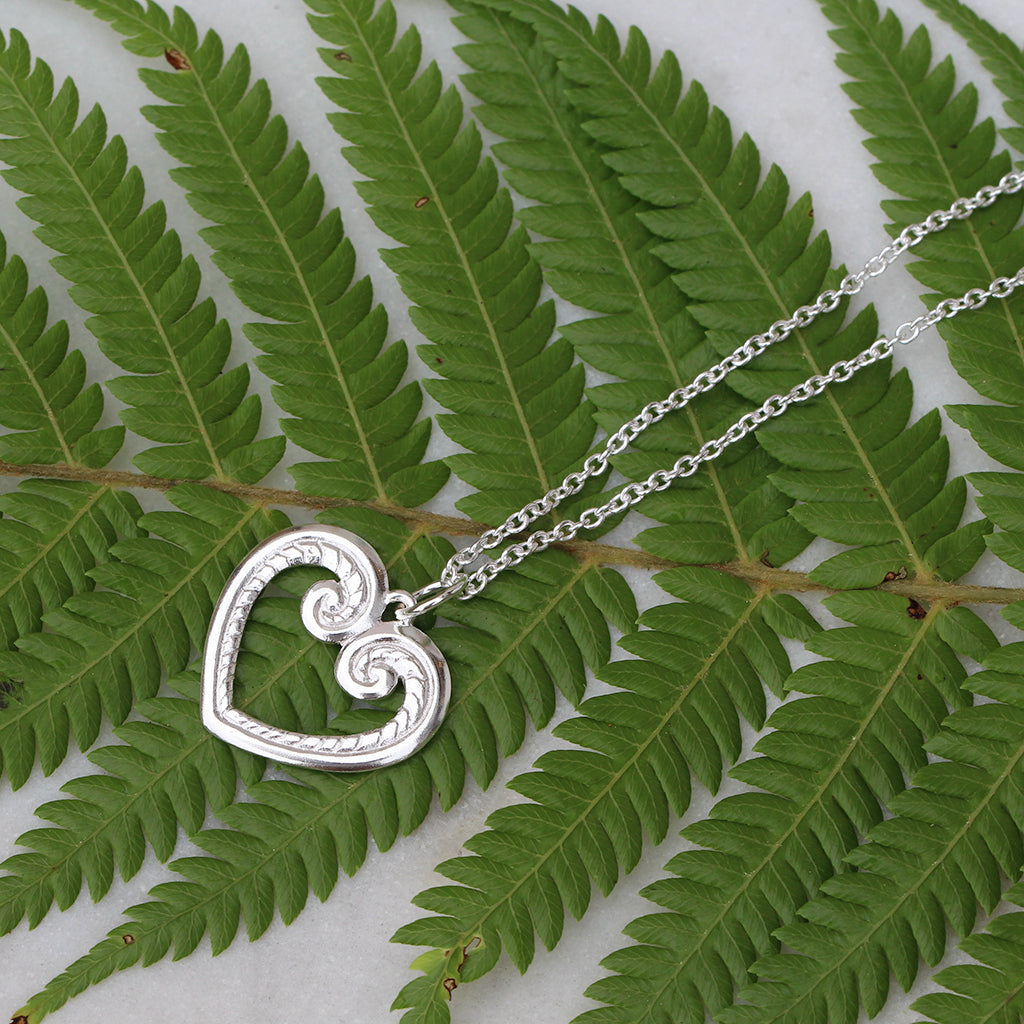 Koru heart necklace sterling silver