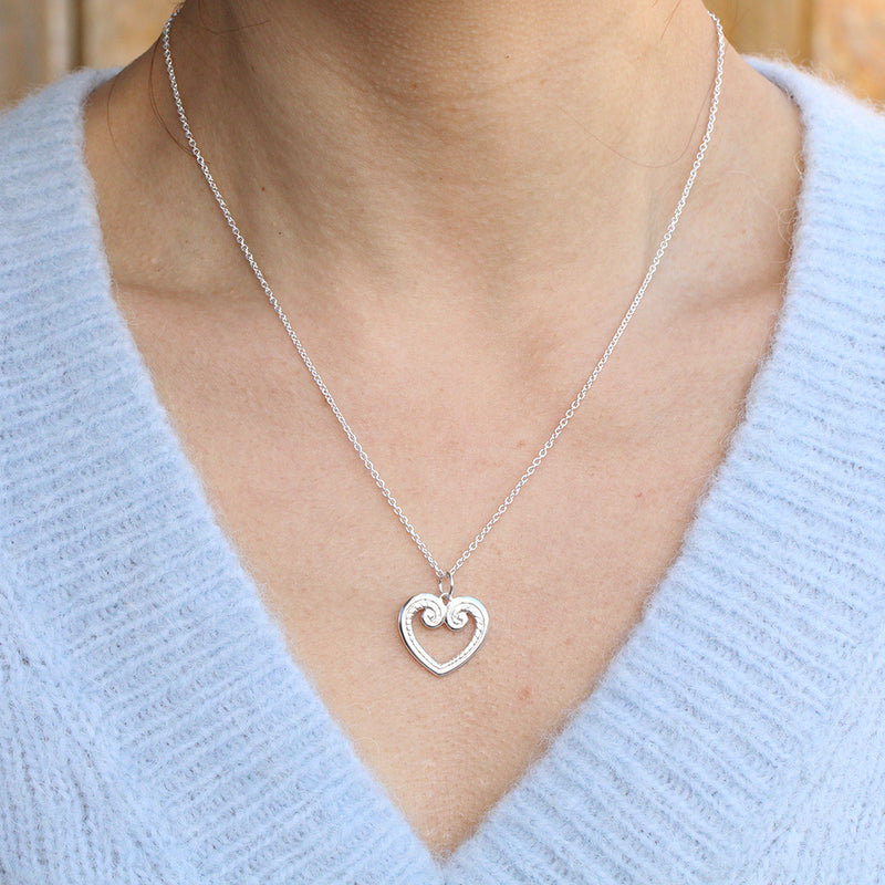 koru heart necklace sterling silver