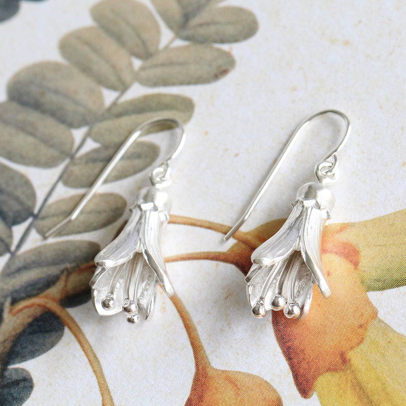 silver kowhai earrings