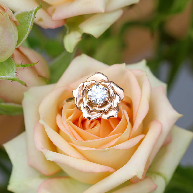 Rose gold ring with a diamond