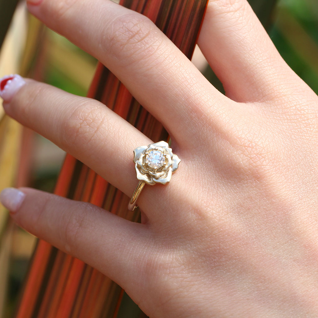 Rose diamond engagement ring in gold