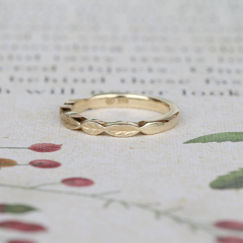 gold leaf wedding ring