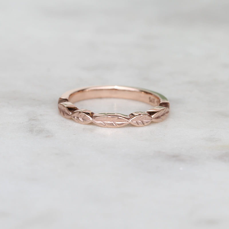 rose gold leaf ring
