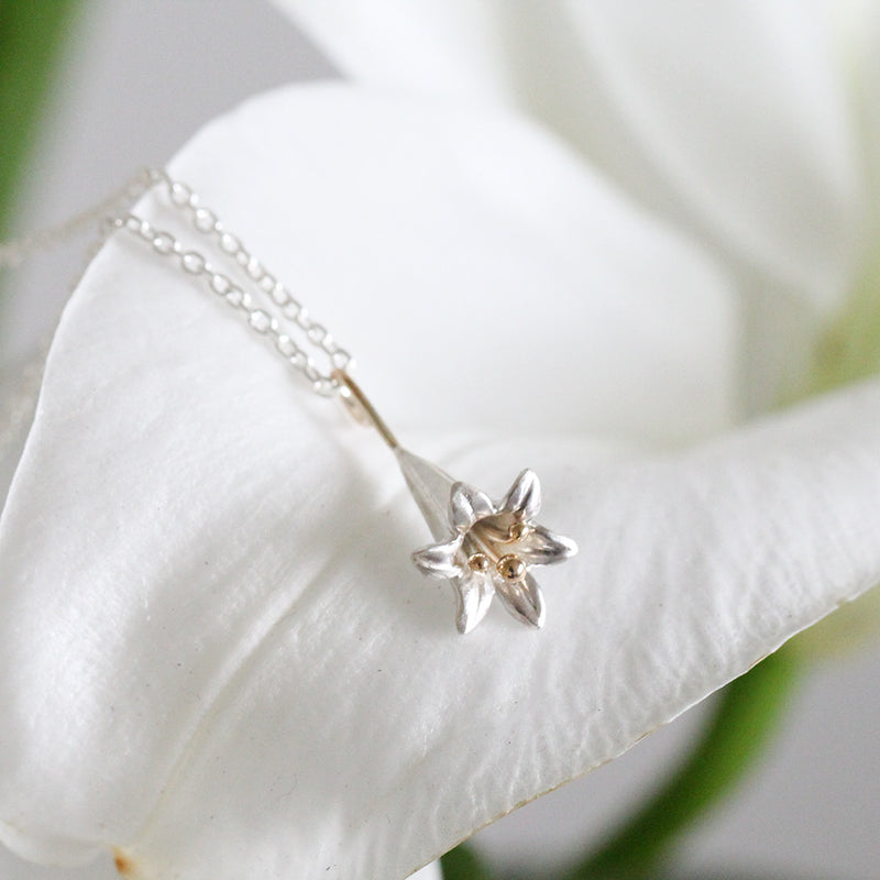 lily necklace gold and silver