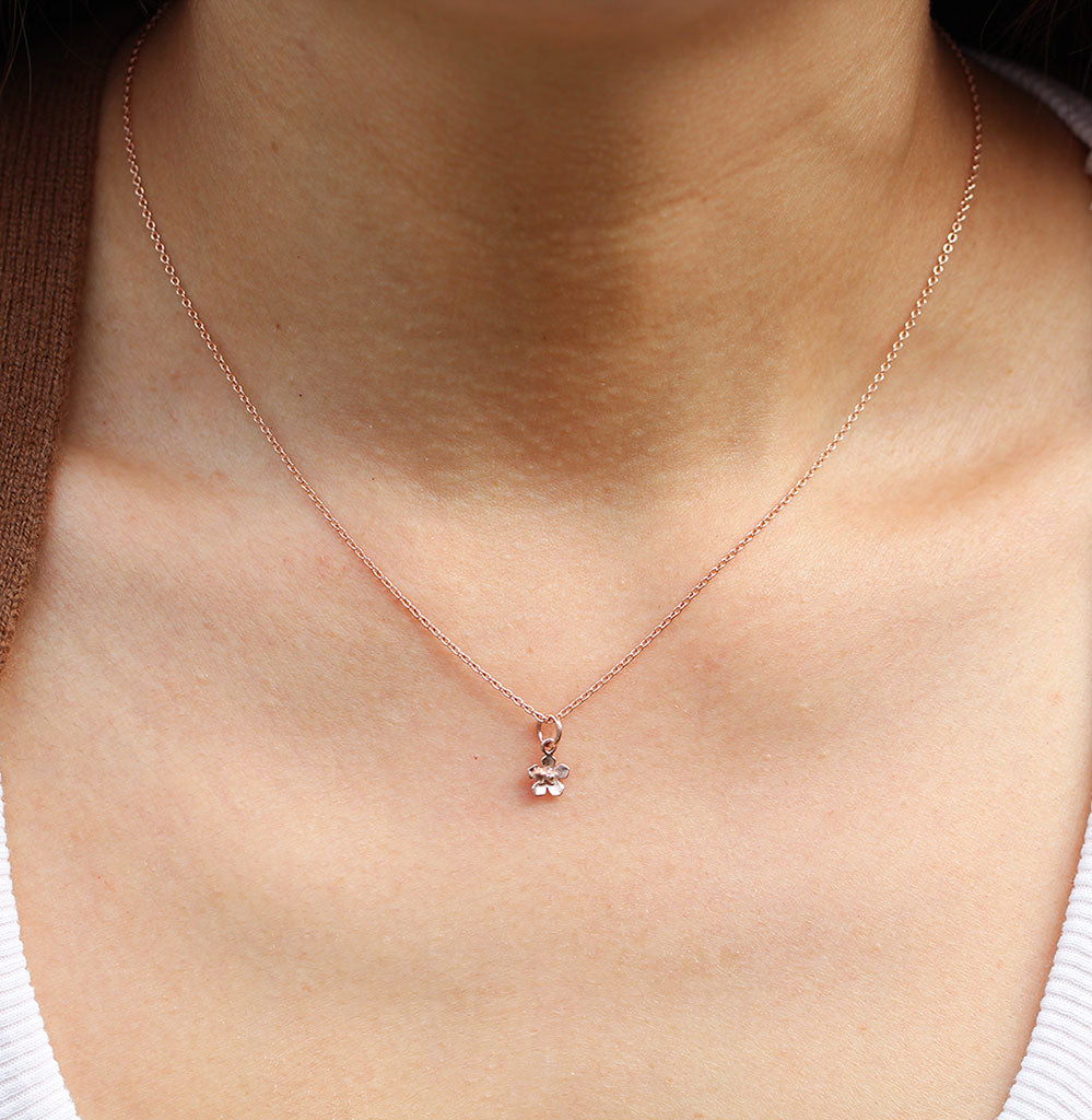 Rose gold petite forget me not flower necklace