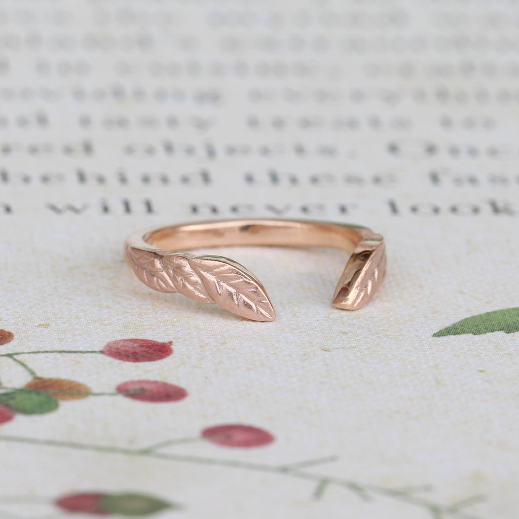 open leaf wedding ring
