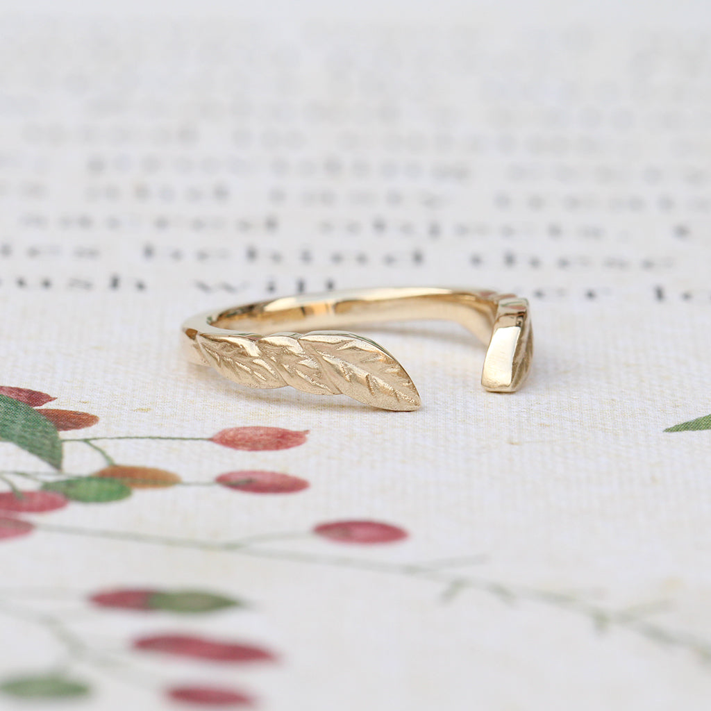 gold leaf wedding ring
