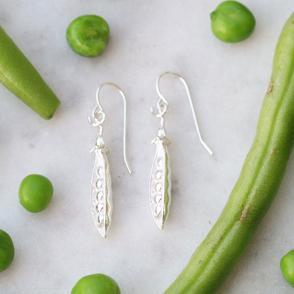 peas in a pod earrings silver