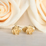 gold rose stud earrings