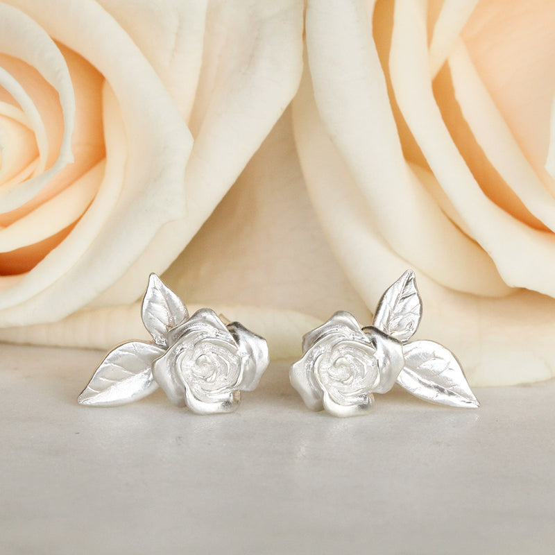 rose earrings sterling silver