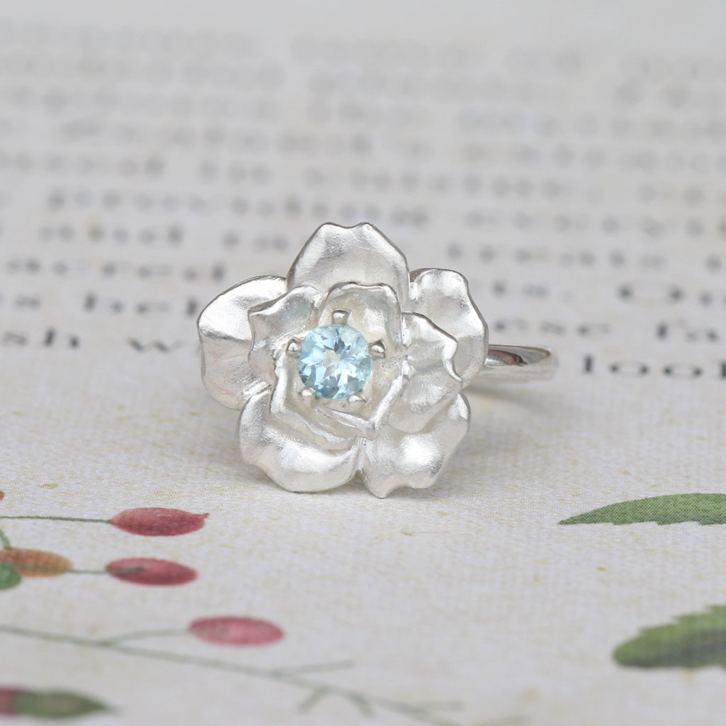 silver rose ring