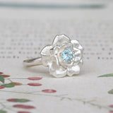 rose in bloom ring silver