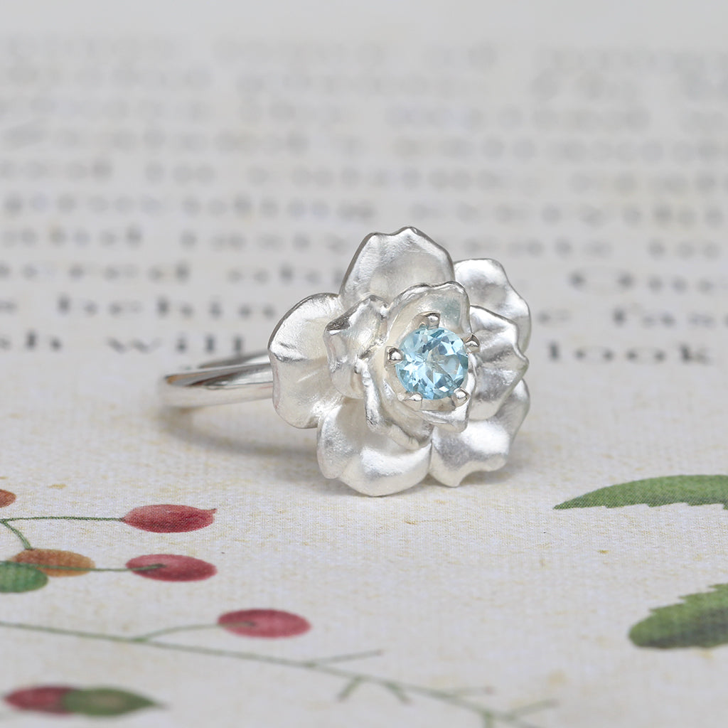 rose in bloom ring sterling silver