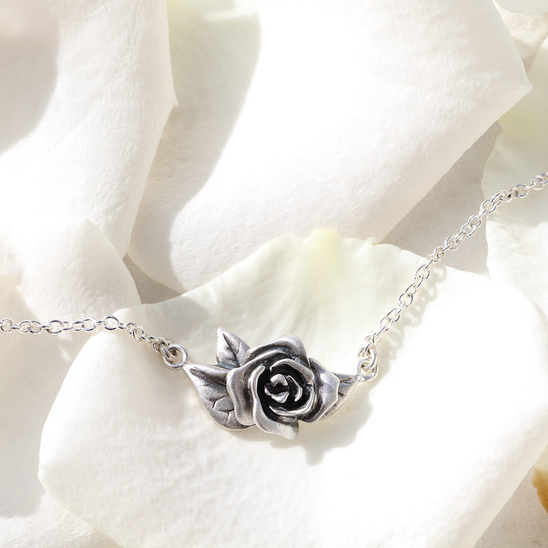 rose necklace silver