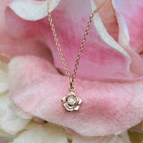 Diamond rose necklace in rose gold