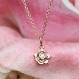 Diamond rose necklace in rose gold