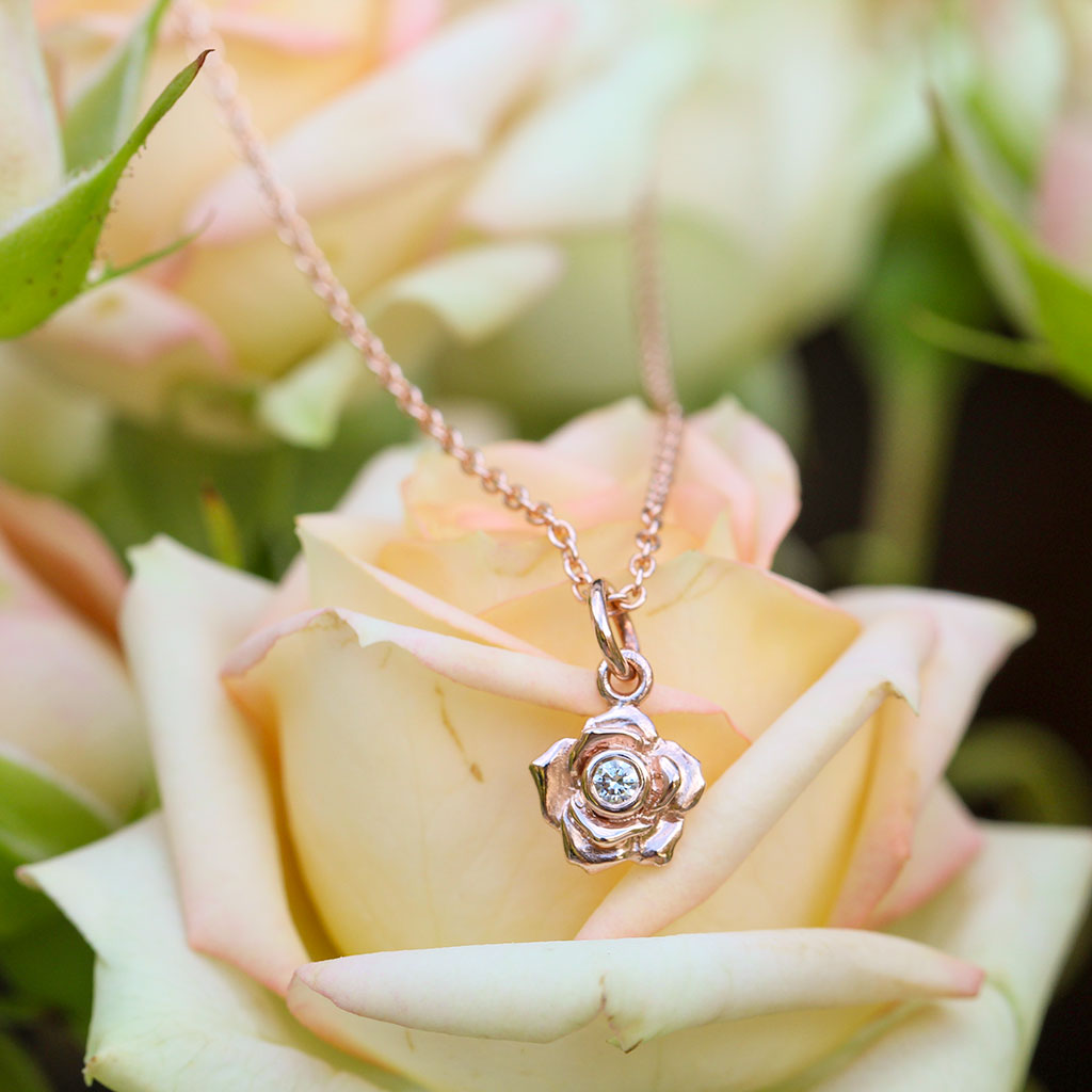 Diamond rose necklace