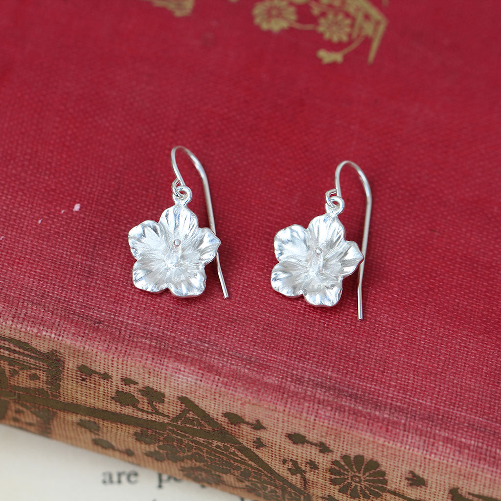 Rose of Sharon silver earrings