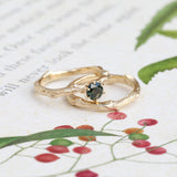 woodland engagement ring and wedding ring