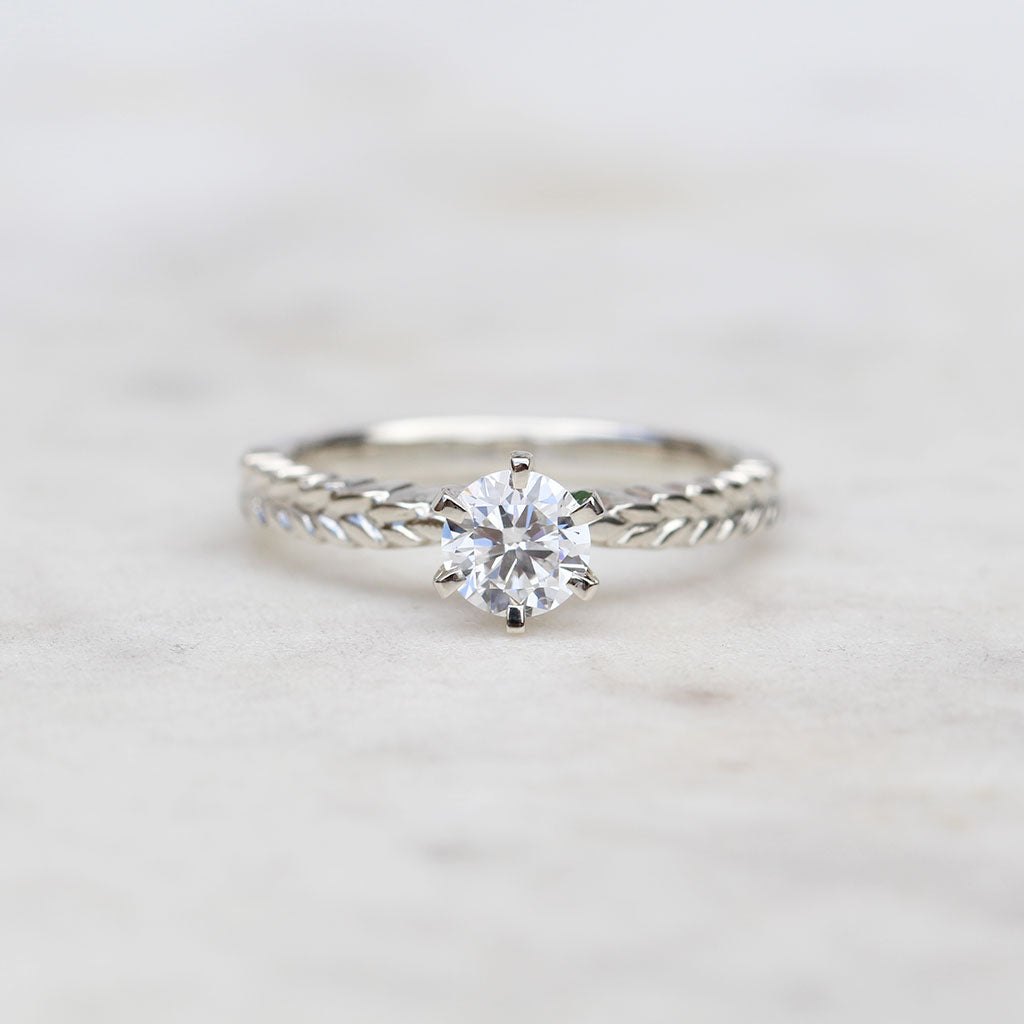 Silver fern diamond engagement ring