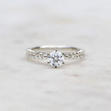 Silver fern diamond engagement ring