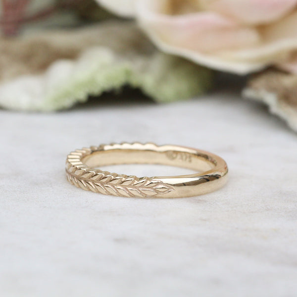 Gold silver fern wedding ring