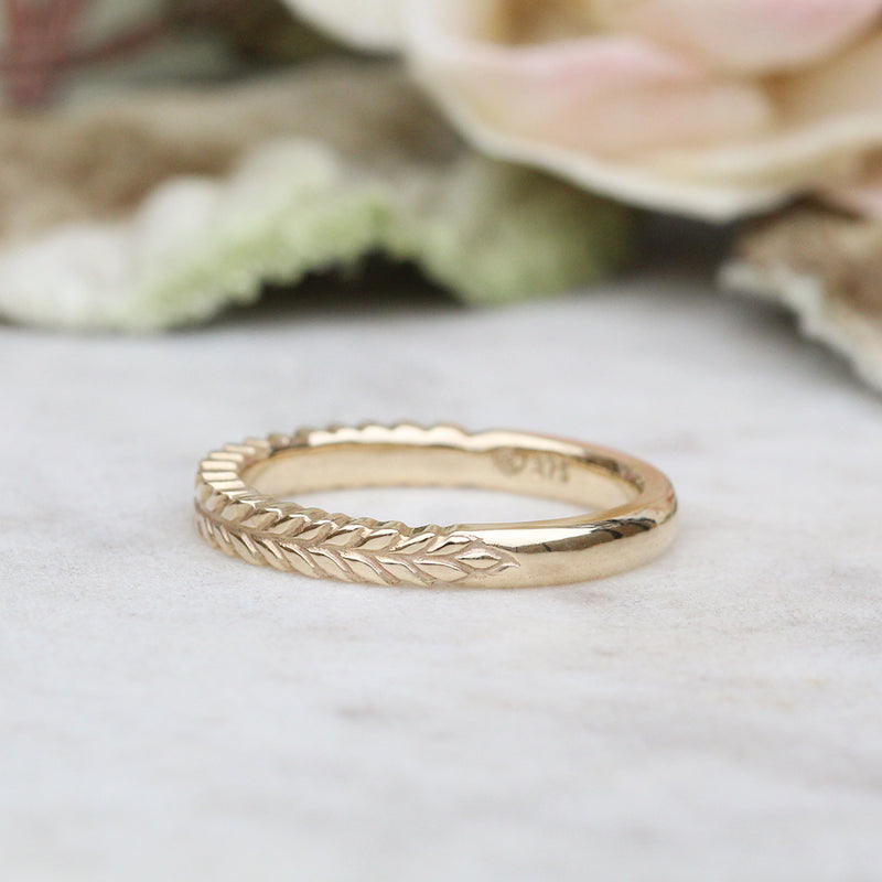 Gold silver fern wedding ring