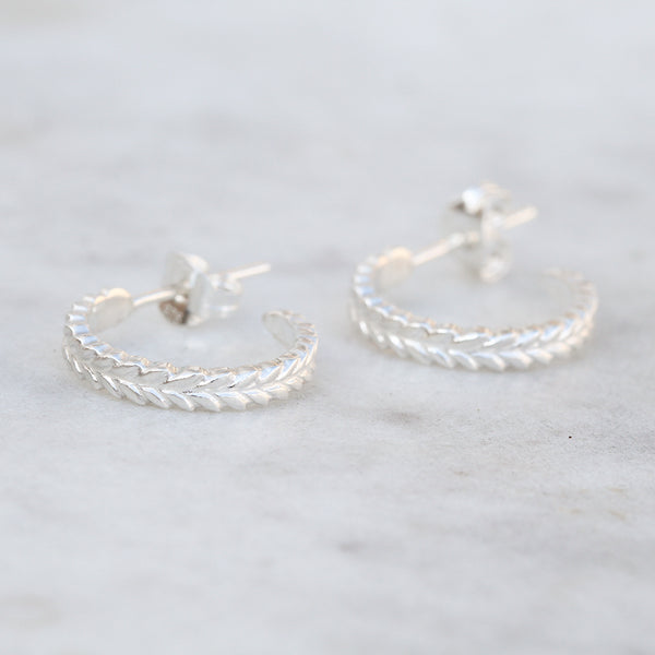 silver fern hoop earrings in sterling silver