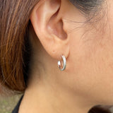 silver fern hoop earrngs