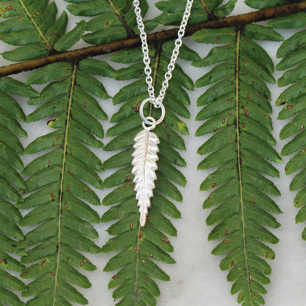 Silver fern necklace in sterling silver