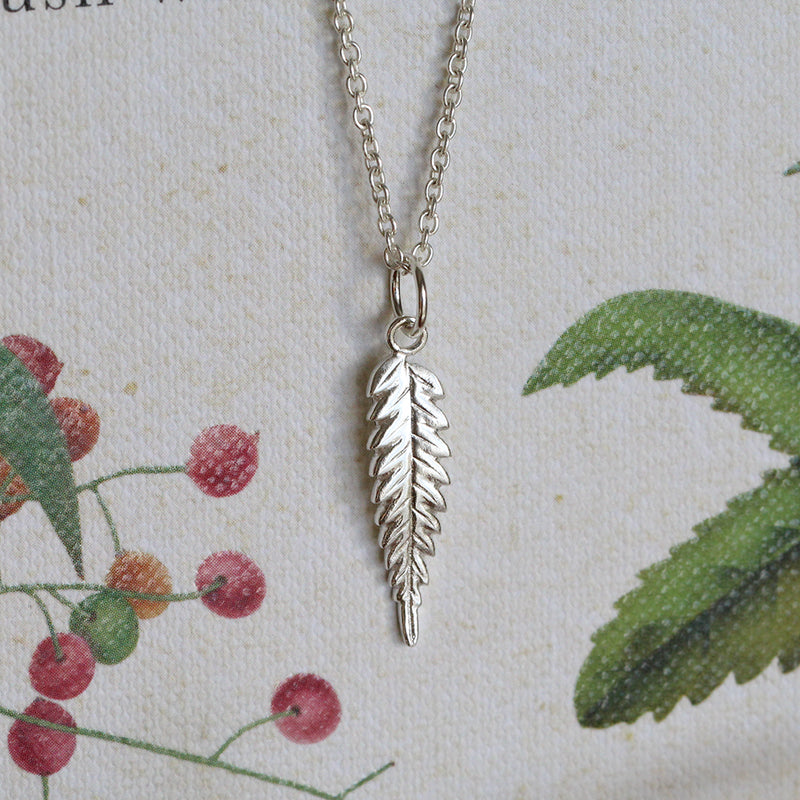 silver fern necklace in sterling silver