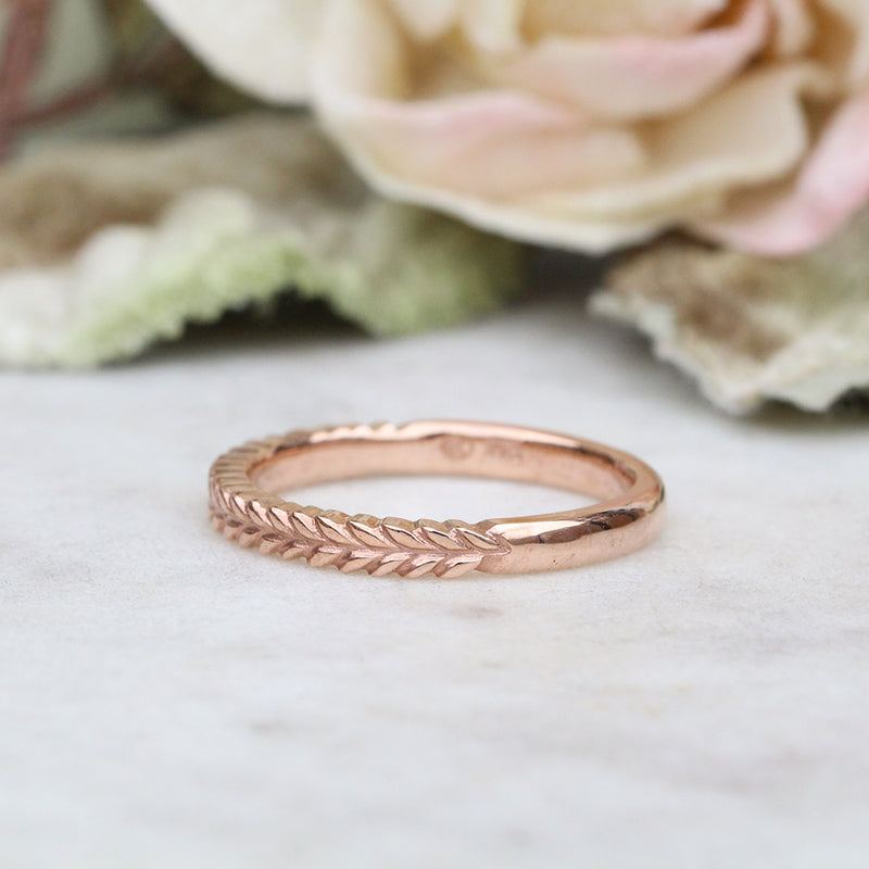 Silver fern band in rose gold